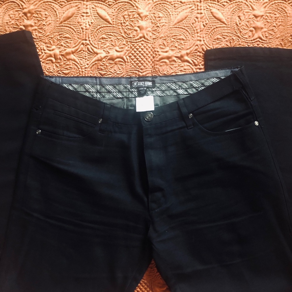 Stacy Adams Zipper Front Black Jeans